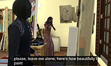 Азиатската мащеха става непослушна с приятеля си художник в горещ тройки